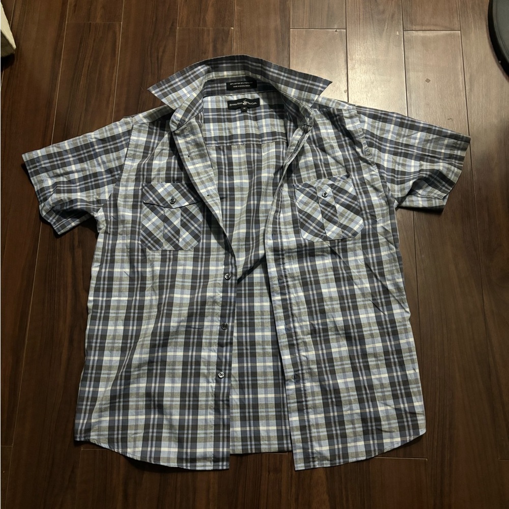 Beverly Hills Polo Club Blue and White Plaid Shirt